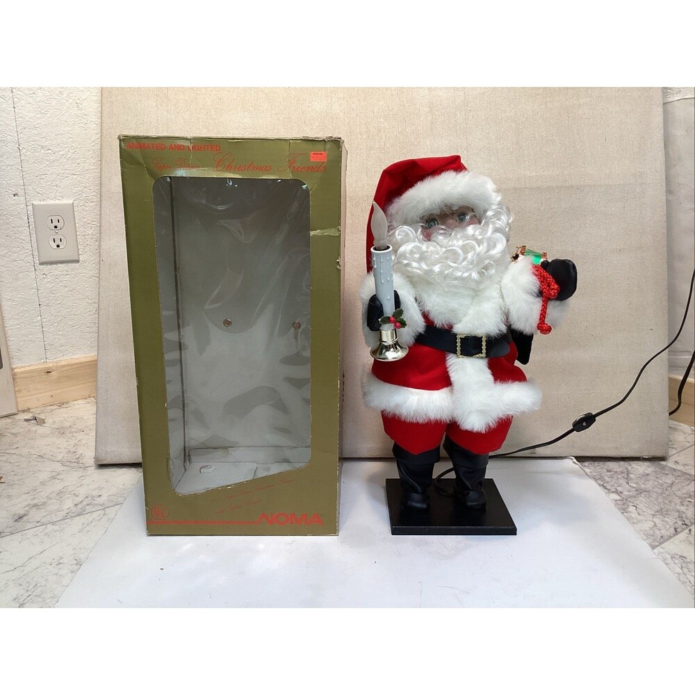 vintage noma animated Christmas friends Santa Claus figure lighted candle (works